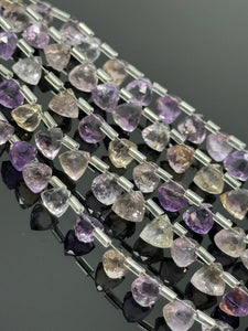 8" Ametrine Trillion Shape Briolette Gemstone Beads, Wholesale Bulk Beads, AAA Quality Ametrine Fancy Beads