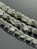 8" Green Rutilated Quartz Trillion Shape Briolette Gemstone Beads, Wholesale Bulk Beads, Green Rutile Fancy Shape Beads