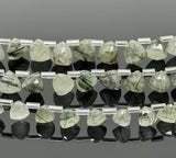 8" Green Rutilated Quartz Trillion Shape Briolette Gemstone Beads, Wholesale Bulk Beads, Green Rutile Fancy Shape Beads