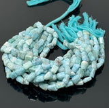 10” Natural Larimar Gemstone Beads, Faceted Larimar Nugget Beads, Bulk Wholesale Beads, 9mm - 14mm