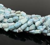 10” Natural Larimar Gemstone Beads, Faceted Larimar Nugget Beads, Bulk Wholesale Beads, 9mm - 14mm