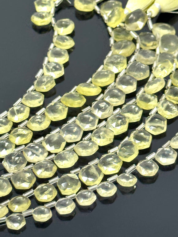 14 Pcs Lemon Topaz Gemstone Beads, Hexagon Shape Faceted Lemon Topaz Bulk Wholesale Beads, 10mm - 12mm