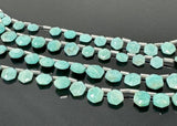 11Pcs Natural Amazonite Gemstone Beads, Faceted Hexagon Shape Peruvian Amazonite Beads, Wholesale Bulk Beads, 8mm - 11mm