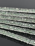 16” Natural Green Amethyst Heishi Gemstone Beads, Faceted Prasiolite Wholesale Gemstone Beads, AAA Grade 6mm - 7mm