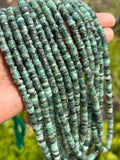 16" Natural Emerald Gemstone Beads, Faceted Emerald Heishi Tyre Beads, May Birthstone Jewelry Supplies, 5.5mm - 6mm