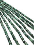 16" Natural Emerald Gemstone Beads, Faceted Emerald Heishi Tyre Beads, May Birthstone Jewelry Supplies, 5.5mm - 6mm