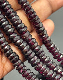 16” Garnet Faceted Heishi Beads, Natural Gemstone Disc Beads, Mozambique Garnet Tyre Shape Wholesale Beads, AAA Grade 6mm - 7mm