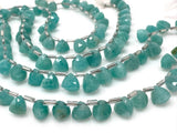 8.5” Peruvian Amazonite Trillion Shape Briolette Gemstone Beads, Wholesale Bulk Beads, 8mm-9mm