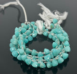 8.5” Peruvian Amazonite Trillion Shape Briolette Gemstone Beads, Wholesale Bulk Beads, 8mm-9mm