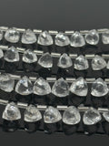 7.5” Clear Crystal Quartz Trillion Shape Briolette Gemstone Beads, Wholesale Bulk Beads, 8mm-10mm