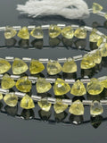 8.5” Lemon Quartz Trillion Shape Briolette Gemstone Beads, Wholesale Bulk Beads