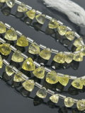 8.5” Lemon Quartz Trillion Shape Briolette Gemstone Beads, Wholesale Bulk Beads