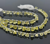 8.5” Lemon Quartz Trillion Shape Briolette Gemstone Beads, Wholesale Bulk Beads