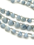 8” Light Blue Blue Opal Trillion Shape Briolette Gemstone Beads, Peruvian Blue Opal Wholesale Bulk Beads