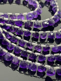 7.5" African Amethyst Trillion Shape Briolette Gemstone Beads, Wholesale Bulk Beads, AAA Quality Amethyst Fancy Beads