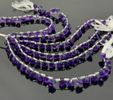 7.5" African Amethyst Trillion Shape Briolette Gemstone Beads, Wholesale Bulk Beads, AAA Quality Amethyst Fancy Beads