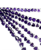 7.5" African Amethyst Trillion Shape Briolette Gemstone Beads, Wholesale Bulk Beads, AAA Quality Amethyst Fancy Beads