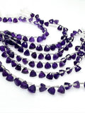 7.5" African Amethyst Trillion Shape Briolette Gemstone Beads, Wholesale Bulk Beads, AAA Quality Amethyst Fancy Beads