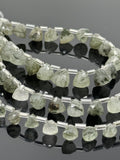 8" Green Rutilated Quartz Trillion Shape Briolette Gemstone Beads, Wholesale Bulk Beads, Green Rutile Fancy Shape Beads