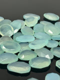 9Pcs / 10 Pcs Aqua Chalcedony Rosecut Cabochons, Loose Gemstones, Aqua Chalcedony Rose Cuts, 10x8mm - 17x15mm