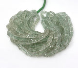 16” Natural Green Amethyst Heishi Gemstone Beads, Faceted Prasiolite Wholesale Gemstone Beads, AAA Grade 6mm - 7mm