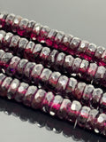 16” Garnet Faceted Heishi Beads, Natural Gemstone Disc Beads, Mozambique Garnet Tyre Shape Wholesale Beads, AAA Grade 6mm - 7mm