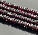 16” Garnet Faceted Heishi Beads, Natural Gemstone Disc Beads, Mozambique Garnet Tyre Shape Wholesale Beads, AAA Grade 6mm - 7mm