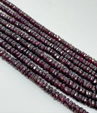 16” Garnet Faceted Heishi Beads, Natural Gemstone Disc Beads, Mozambique Garnet Tyre Shape Wholesale Beads, AAA Grade 6mm - 7mm