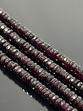 16” Garnet Faceted Heishi Beads, Natural Gemstone Disc Beads, Mozambique Garnet Tyre Shape Wholesale Beads, AAA Grade 6mm - 7mm