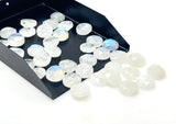 7Pcs / 10 Pcs Natural Rainbow Moonstone Rosecuts, Round Shape Moonstone Faceted Rose Cuts, Loose Gemstone Ring Stones, 9mm - 10mm