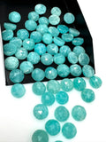 10 Pcs Natural Amazonite Rosecut Cabochons, Loose Gemstones, Amazonite Rose Cuts, Peruvian Amazonite Ring Stones, 8.5mm - 9.5mm