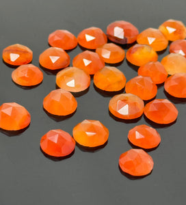 9 Pcs/ 10 Pcs Natural Carnelian Rosecuts, Loose Gemstone Ring Stones, Carnelian Rose Cuts, 9mm - 10mm