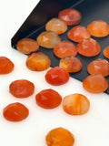 9 Pcs/ 10 Pcs Natural Carnelian Rosecuts, Loose Gemstone Ring Stones, Carnelian Rose Cuts, 9mm - 10mm