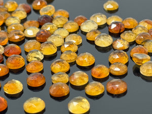 10 Pcs / 14 Pcs Natural Citrine Rose Cut Cabochons, Loose Gemstones, Citrine Ring Stones Rosecuts, 7mm - 9mm