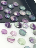 10 Pcs / 11 Pcs Natural Fluorite Rose Cut Cabochons, Loose Gemstones, Fluorite Ring Stones Rosecuts, 6.5mm - 10mm