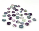 10 Pcs / 11 Pcs Natural Fluorite Rose Cut Cabochons, Loose Gemstones, Fluorite Ring Stones Rosecuts, 6.5mm - 10mm