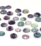 10 Pcs / 11 Pcs Natural Fluorite Rose Cut Cabochons, Loose Gemstones, Fluorite Ring Stones Rosecuts, 6.5mm - 10mm