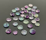 10 Pcs / 11 Pcs Natural Fluorite Rose Cut Cabochons, Loose Gemstones, Fluorite Ring Stones Rosecuts, 6.5mm - 10mm