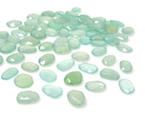 9Pcs / 10 Pcs Aqua Chalcedony Rosecut Cabochons, Loose Gemstones, Aqua Chalcedony Rose Cuts, 10x8mm - 17x15mm