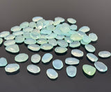 9Pcs / 10 Pcs Aqua Chalcedony Rosecut Cabochons, Loose Gemstones, Aqua Chalcedony Rose Cuts, 10x8mm - 17x15mm