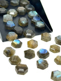 10Pcs / 14 Pcs Natural Labradorite Rose Cut Cabochons, Loose Gemstones, Labradorite Rosecuts, Hexagon Shape Ring Stones, 7mm - 8.5mm