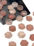 5 Pcs Strawberry Quartz Rosecut Cabochons, Loose Gemstones, Strawberry Quartz Rose Cuts, Ring Stones, 8mm - 8.5mm