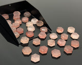 5 Pcs Strawberry Quartz Rosecut Cabochons, Loose Gemstones, Strawberry Quartz Rose Cuts, Ring Stones, 8mm - 8.5mm