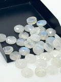 7Pcs / 10 Pcs Natural Rainbow Moonstone Rosecuts, Round Shape Moonstone Faceted Rose Cuts, Loose Gemstone Ring Stones, 9mm - 10mm