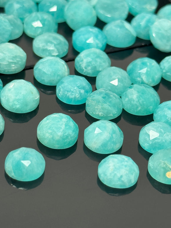 10 Pcs Natural Amazonite Rosecut Cabochons, Loose Gemstones, Amazonite Rose Cuts, Peruvian Amazonite Ring Stones, 8.5mm - 9.5mm