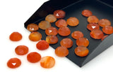 9 Pcs/ 10 Pcs Natural Carnelian Rosecuts, Loose Gemstone Ring Stones, Carnelian Rose Cuts, 9mm - 10mm