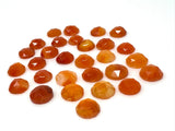 9 Pcs/ 10 Pcs Natural Carnelian Rosecuts, Loose Gemstone Ring Stones, Carnelian Rose Cuts, 9mm - 10mm