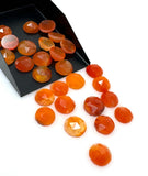 9 Pcs/ 10 Pcs Natural Carnelian Rosecuts, Loose Gemstone Ring Stones, Carnelian Rose Cuts, 9mm - 10mm