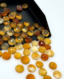 10 Pcs / 14 Pcs Natural Citrine Rose Cut Cabochons, Loose Gemstones, Citrine Ring Stones Rosecuts, 7mm - 9mm