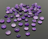 7Pcs / 10 Pcs Natural Amethyst Rose Cut Cabochons, Loose Gemstones, Rosecut Ring Stone, Amethyst Rosecuts, 6mm - 10mm